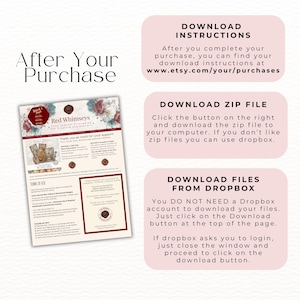 instructions for a purchase, including download options for a zip file and files from the dropbox service.