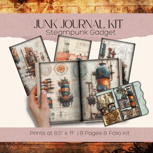 Steampunk Junk Journal Pages | Digital Industrial Paper | Victorian Printable | Collage Sheet | Mechanical Scrapbook Kit | Vintage Ephemera