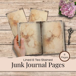 Tea Stained Junk Journal Paper, Coffee Stained Pages, Tea Dyed Junk Journal Pages, Tea Background Digital Printable PDF Download