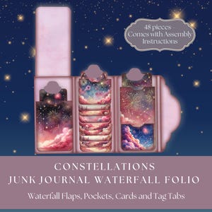 Constellations Pink Night Sky Folio Kit | Mix en match plakboekbenodigdheden waterval