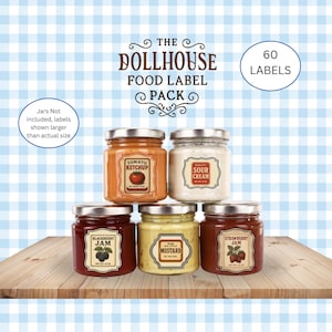 Printable Dollhouse Grocery Labels, Miniature Groceries Labels, Dollhouse Food Packaging and Labels, Dollhouse Pantry, Vintage Labels