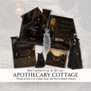 Halloween Haunted Witch Cottage Folio, Apothecary Interactive Junk Journal,  Spooky Fussy Cuts Printable Digital Download, 2026