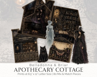 Halloween Haunted Witch Cottage Folio, Apothecary Interactive Junk Journal,  Spooky Fussy Cuts Printable Digital Download, 2026