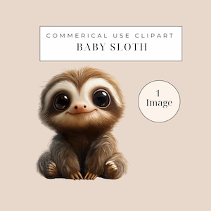 Watercolor Cute Little Sloth | SINGLE IMAGE | Commercial License, Transparent Png, Cute Watercolor baby Sloth, Paper Crafts