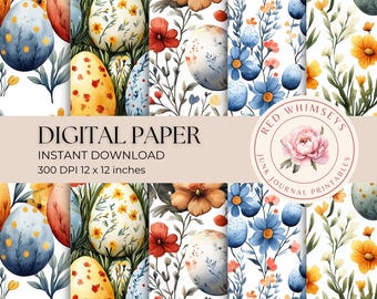 Easter Egg Seamless Pattern File | 12x12 Digital Paper, Rabbit Design, Repeating Easter Fabric, Surface Pattern Tile