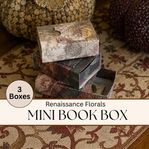 Printable Mini Box junk Journal, Moody Floral Mini craft storage box, ephemera organizer kit, Junk journal box, tiny gift box mini books box