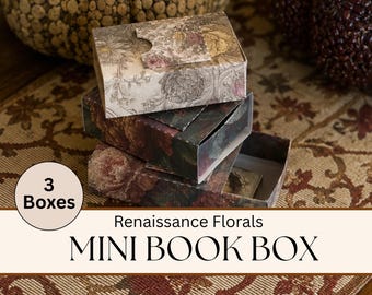 Mini scatola stampabile per junk journal, mini scatola portaoggetti per lavori creativi con motivi floreali, kit organizer per ephemera, scatola per junk journal, piccola scatola regalo, mini scatola per libri