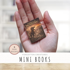Dinosaurs in the Forest, Dinosaurs Minibook Set, Mini Books Set of 4, Dollhouse Miniature Books, Storybook Decor, 2026