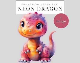 Image clipart unique d'un bébé dragon néon, clipart de dinosaure PNG | Clipart de dinosaures | Dinosaures, clipart de dinosaures | Dinosaure