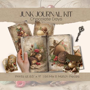 Chocolate Days Junk Journal Kit, Junk Journal Printable, Junk Journal Paper, Digital Download, Chocolate Ephemera, Chocolate Gooey Candy