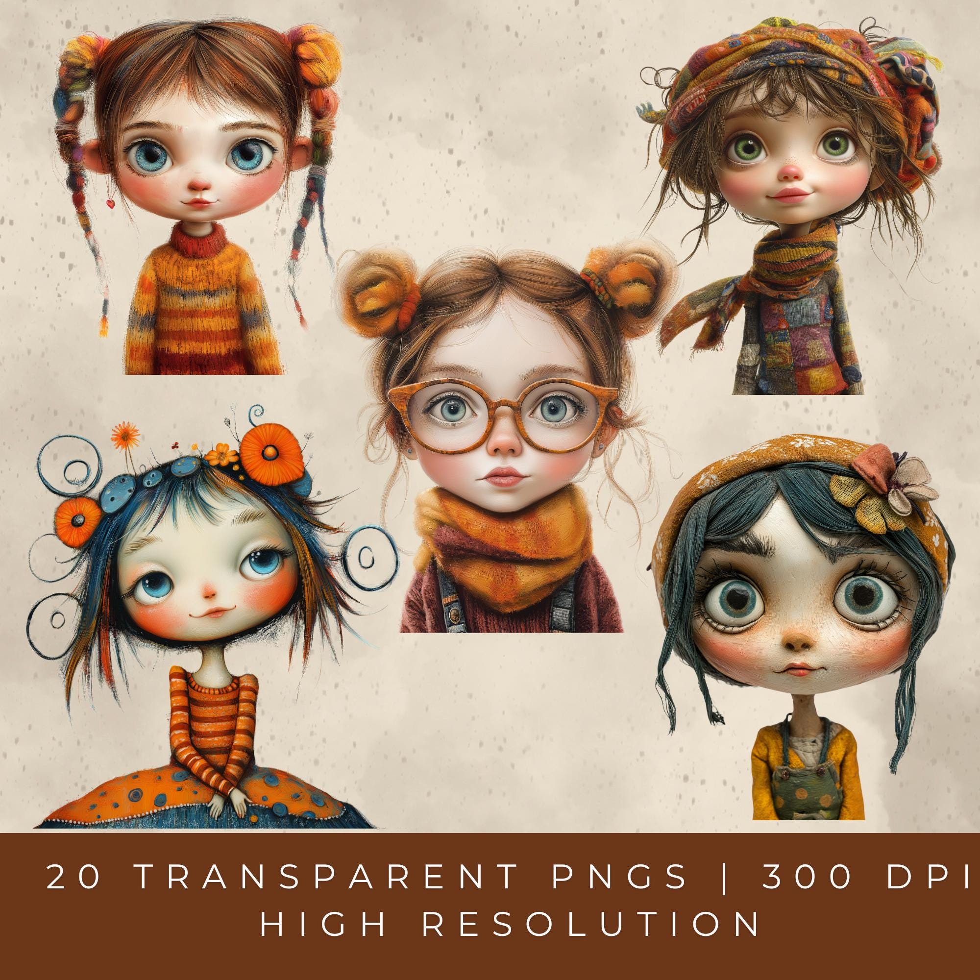 Quirky Girl II Clipart Bundle - Cute Whimsical Girls - Digital Download ...