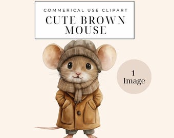 Autumn Mouse Clipart Watercolor | SINGLE IMAGE | Commercial License, Transparent Png, Cute Watercolor Mice, Paper Crafts, Animal Images