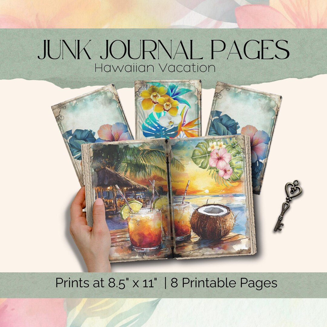 Tropical Junk Journal Kit Junk Journal Kit Hawaii Digital Papers Pack ...