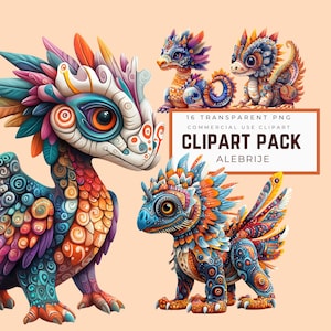 Alebrije Clipart, Mythical Creatures, Colorful Graffiti Animal Art, Boho Folk Decor, Fantasy Animal Prints, Mexican-Inspired