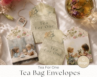 Tea Bag Envelopes, Shabby Chic Tea Bag Envelopes, Tea Party Printable, Junk Journal, Happy Mail, Tea Gifts, Victorian Tea, Bridal Tea Favor