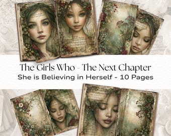 She Is Believing in Herself Printable Junk Journal, Confidence Affirmation for Girls, Vintage Digital Download, Girls Who Vol 5 C013, 2026