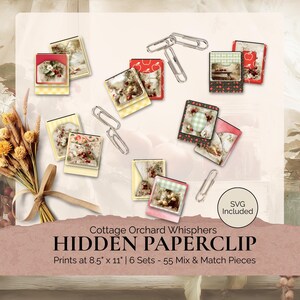 Apple Orchard and Pasteries Hidden Paperclips, Printable Ephemera for Applesand Cherries Junk Journal Kit and Folio, Paperclip Bookmark