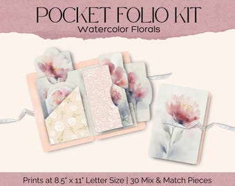 Botanical Junk Journal Folio Kit, Floral Junk Journal Kit Wildflower, Nature Printable Botanical Ephemera, Scrapbook Envelope Craft Supplies