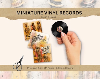 Minidiscos de vinilo de una banda de blues en acuarela - Decoración musical a escala 1:12 - Miniaturas coleccionables imprimibles - Álbum en miniatura para casa de muñecas