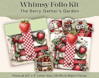 Strawberry Junk Journal Folio Kit,  Fruit Garden Digital Supplies, Printable Junk Journal, Junk Journal Digital, 2026