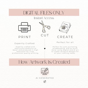The image is a digital file that provides information about how artwork is created, including instructions on how to print, cut, and create digital art using a computer.
