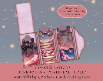 Constellations Pink Night Sky Folio Kit | Mix and Match Stars and Sky Waterfall Folio Kit Scrapbook Supplies