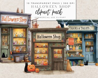 Halloween Clipart Bundle, Spooky Graphics Set, Printable Halloween Art, Digital Scrapbooking Elements, Instant Download