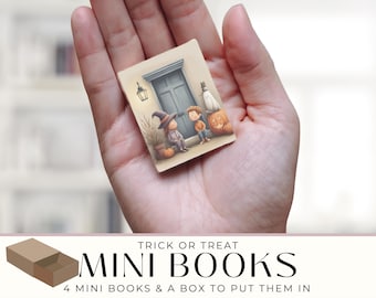 Halloween Spooky Trick or Treating Mini Book, Witch Ghost  Digital Paper, Craft Activity, Printable Ephemera, Collage Sheet 11 x 8.5