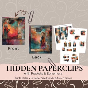 Coffee Bliss, Bright Colorful, Woman Drinking CoffeenHidden Paperclip Folio Digital Download Junk Journal Addons & Ephemera for Scrapbooking