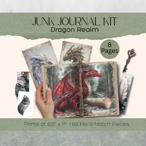 Dragons Realm Junk Journal Kit Dragon Fairy Fantasy Junk Journal Kit  Dragon Junk Journal Paper, Dragons Ephemera Folio Kit Scrapbooking