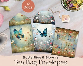 Envelopset vlinders en bloemen | Afdrukbaar junkjournaal kortstondig | Theezakjeshouder afdrukbaar | Happy Mai-envelopcadeau