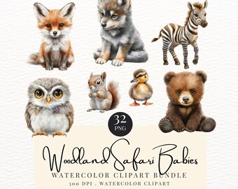 Bosdieren clipart, baby dieren clipart, schattige bos dieren clipart, bunny clipart, bos clipart, commerciële licentie
