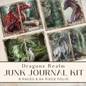 Dragons Realm Junk Journal Kit Dragon Fairy Fantasy Junk Journal Kit  Dragon Junk Journal Paper, Dragons Ephemera Folio Kit Scrapbooking