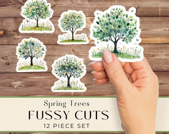 Trees Fussy Cuts, Printable Stickers, Junk Journal Kit, Printable Ephemera, Scrapbooking, Scrapbook Supplies, Collage Sheets, Card Making