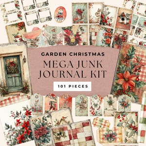 Christmas Winter Garden Junk Journal, Mega Kit, Vintage Christmas Ephemera Pack, Printable Holiday Journal Pages, Festive Junk Journal