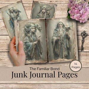 Witches Familiars Junk Journal Pages, Digital Grimoire Pages, Book Of Shadows Pages, Animal Spirit Guide, Witch Journal, Magic Ephemera