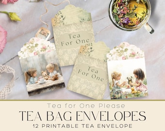 Theezakjesenveloppen, Shabby Chic Theezakjes Enveloppen, Afdrukbaar Tea Party, Junk Journal, Happy Mail, Theecadeaus, Victoriaanse Thee, Bruids Thee Favor