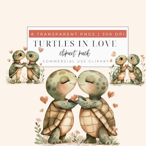 Valentine Turtles Clipart - Hearts & Love Turtle Transparent PNG for DIY Projects, Scrapbooking and  Card Making