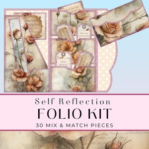 Self-Reflection Printable Journal Folio - Shaped Pages, Self-Care, Wellness, Ephemera, Scrapbook, Papercraft Kit