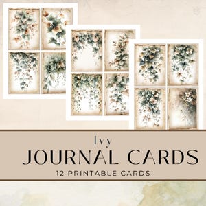 Cartes de journal indésirable Ivy Vines, cartes ATC, vintage éphémères à base de plantes, journal botanique imprimable, collage, papiers à téléchargement numérique, JJ230