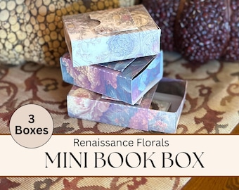 Mini caja imprimible para diario de recortes, mini caja de almacenamiento para manualidades con estampado floral, kit organizador de efímeros, caja para diario de recortes, pequeña caja de regalo para mini libros.