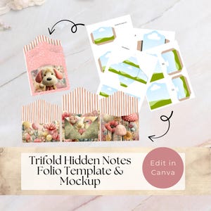 Trifold Hidden Pockets and Notes Folio | Easy DIY Design | Digital Download for Crafting, Commerical Use Junk Journal Canva Template