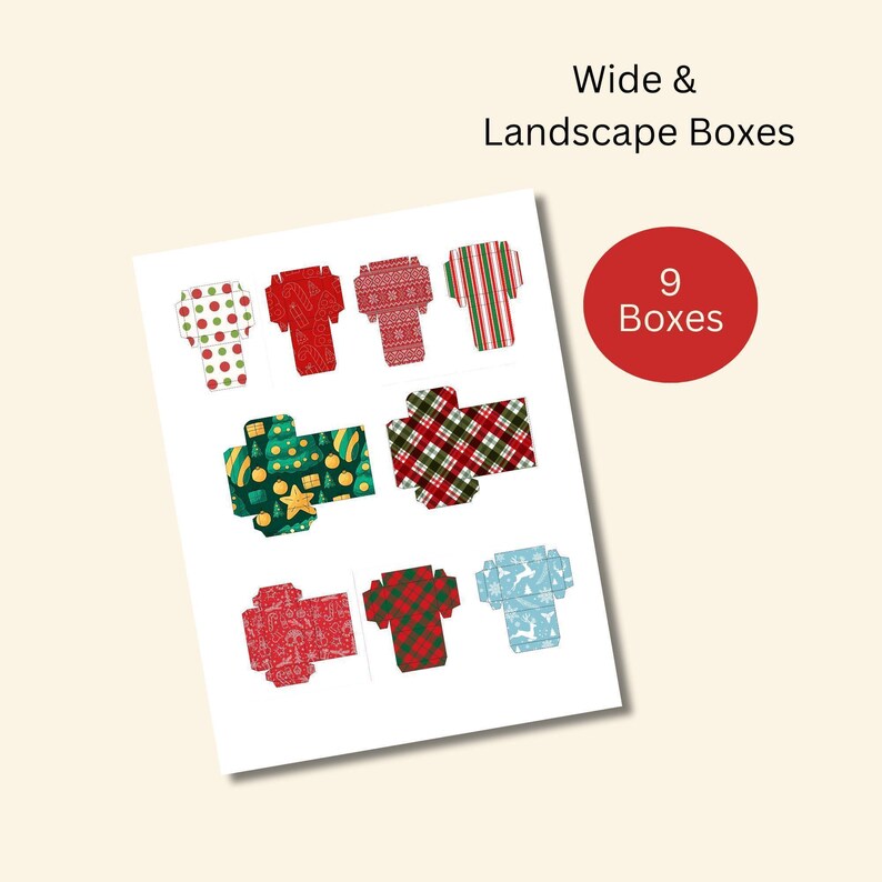 Miniature Dollhouse Christmas Boxes, Charming Festive Decor, Printable for Dollhouse Accessories, Holiday Miniatures for Dollhouses, 1:12 image 4