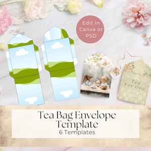 d'enveloppe de sachet de thé | en sachet de graines, Sachet de thé à créer soi-même facile à réaliser | Téléchargement numérique pour créations manuelles, modèle Canva et modèle de fichier Photoshop
