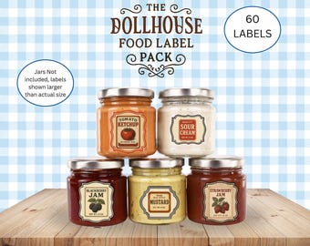 Printable Dollhouse Grocery Labels, Miniature Groceries Labels, Dollhouse Food Packaging and Labels, Dollhouse Pantry, Vintage Labels