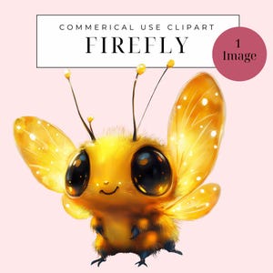 Cute Firefly, Single Image Clipart| Watercolor Digital Download Yellow Flying Bug| Graphic Illustrations