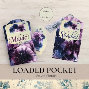 Kit di raccoglitore tascabile Purple Burgundy Flowers, con accessori digitali per junk journal e scritte artistiche, materiali stampabili per scrapbooking.