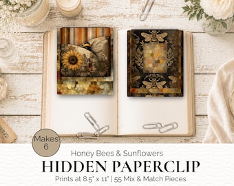 Honey Garden Hidden Paperclips, Printable Ephemera for Honey Bee Junk Journal Kit and Folio, Journal Supplies, Paperclip Bookmark