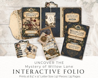 Interactive Folio Mystery Junk Journal Kit, Journal Printable, Detective Folio, Theft Crime Junk Journal Mystery Case File, 2026
