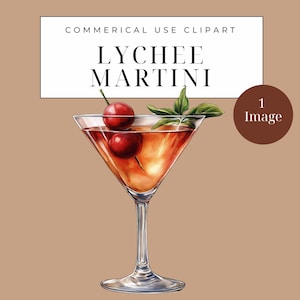 Lychee Martini Graphic Illustration | clipart digital download watercolor bar menu wedding cocktail drinks clipart
